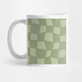 Abstract Warped Checker Board - Sage Green Mug